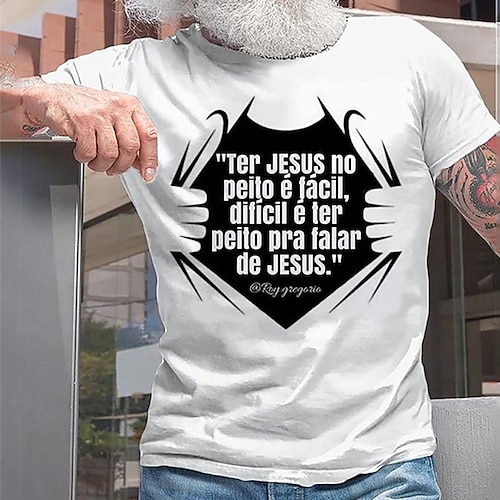 

Men's T shirt Hot Stamping Graphic Letter Crew Neck Casual Daily Print Short Sleeve Tops Fashion Vintage Designer Big and Tall White