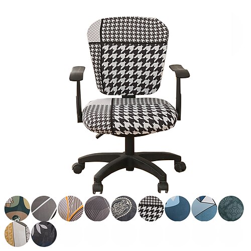 

Houndstooth Geometric Printed Elastic Office Chair Cover Stretch Computer Chair Cover Simple Dust-proof Decoration Slipcover