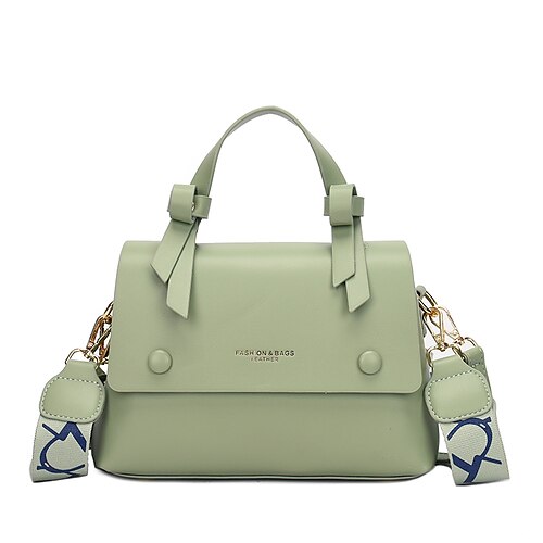 

Women's Sling Bags Top Handle Bag Shoulder Bag PU Leather Buttons Zipper Solid Color Daily Outdoor Green White Black Khaki