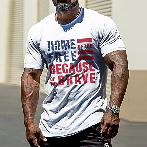 

Men's T shirt Hot Stamping Graphic Letter Crew Neck Casual Daily Print Short Sleeve Tops Fashion Vintage Designer Big and Tall White Black Blue