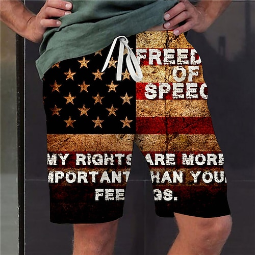 

Men's Stylish Designer Straight Shorts 3D Print Elastic Waist Short Pants Sports Outdoor Daily Graphic Prints National Flag Cotton Blend Comfort Breathable Mid Waist Brown M L XL XXL 3XL / Summer