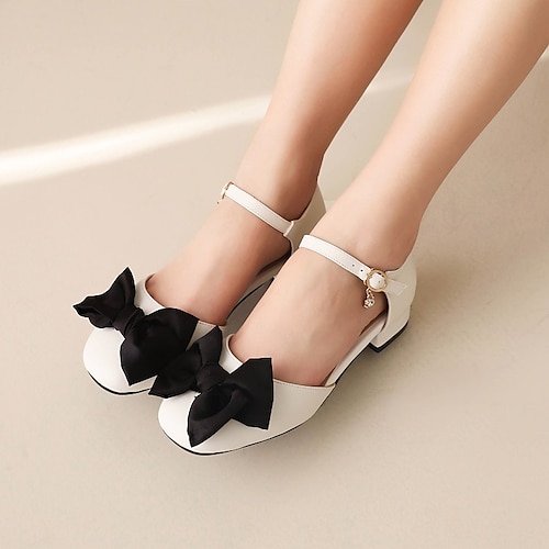 

Girls' Flats Loafers Slip-Ons Flower Girl Shoes Chiffon PU School Shoes Big Kids(7years ) Christmas Party Buckle White Black Fall Summer