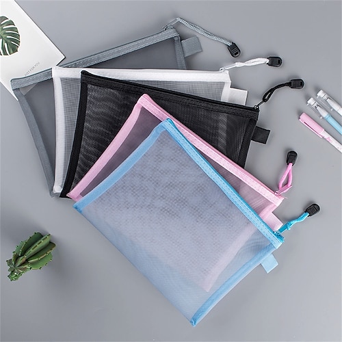 

Document Bag PP Waterproof Clear Multicolor File Organizer A4 Size Receipts Documents