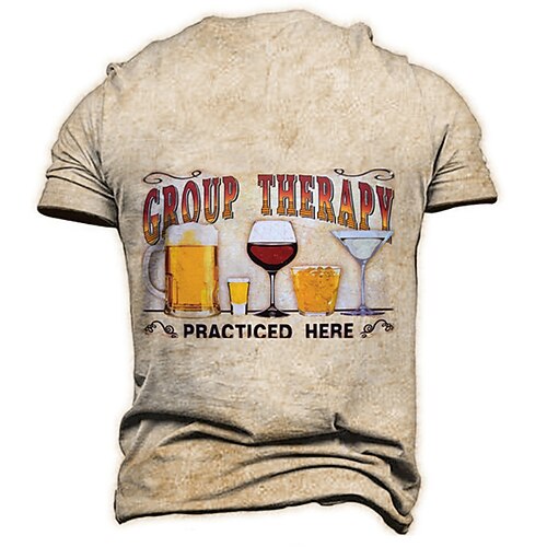 

Men's Unisex T shirt Tee 3D Print Graphic Prints Beer Crew Neck Street Daily Print Short Sleeve Tops Casual Designer Big and Tall Sports Khaki