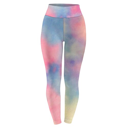 

Women's Tights Rainbow Mid Waist Sports Trousers Fitness Yoga Print Stretchy Full Length Outdoor Multi Color S M L XL XXL / Slim