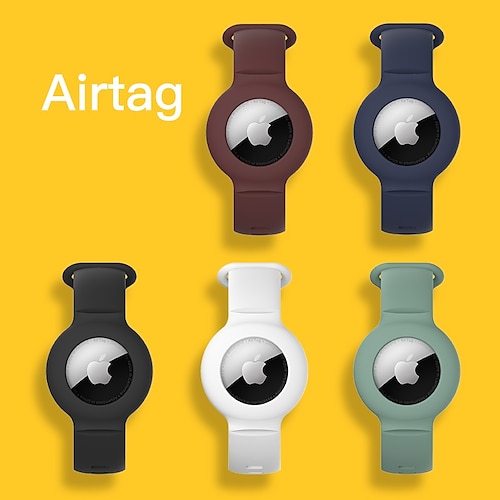 

5 Pack Case For Apple AirTag Case Anti-lost Locator Tracker Solid Colored Soft Silicone Wristband Watch Band Protective Cover for AirTag