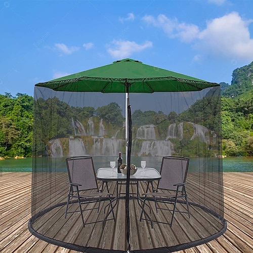 

Patio Mosquito Netting for 8-10ft Table Umbrella, Zippered Garden Umbrella Mesh Enclosure Cover with Water Tube at Base, Polyester Mesh Net Screen Universal for Almost Outdoor Table Umbrellas