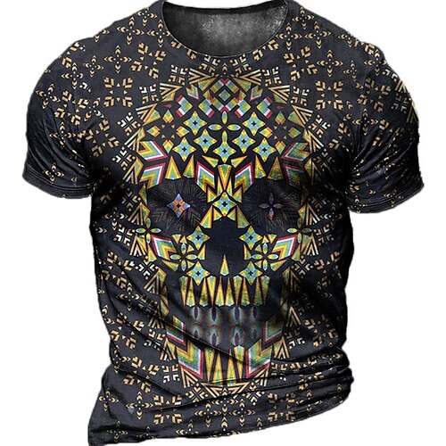 

Men's Unisex T shirt Tee 3D Print Graphic Prints Skull Crew Neck Street Daily Print Short Sleeve Tops Casual Designer Big and Tall Sports Black