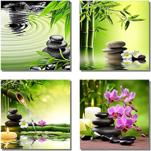 

Print Stretched Canvas Prints - Florals Classic Modern Four Panels Art Prints