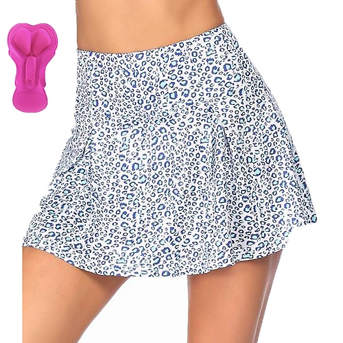 

21Grams Women's Cycling Skort Skirt Bike Padded Shorts / Chamois Bottoms Mountain Bike MTB Road Bike Cycling Sports Leopard 3D Pad Cycling Breathable Quick Dry Blue Polyester Spandex Clothing Apparel