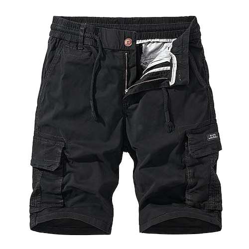 

Men's Casual Classic Shorts Cargo Shorts Work Shorts Multi Pocket Elastic Waist Short Pants Daily Micro-elastic Plain Outdoor Mid Waist Black Gray Army Green Khaki 30 32 34 36 38 / Summer