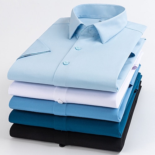 

Men's Shirt Letter Turndown Street Casual Button-Down Short Sleeve Tops Casual Fashion Breathable Comfortable White Black Brown / Summer