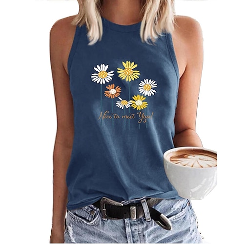 

european and american cross-border women's vest ebay amazon wish hot selling printed round neck open back sleeveless t-shirt vest