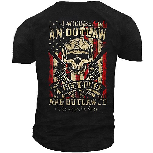 

Men's Unisex T shirt 3D Print Graphic Prints Skull National Flag Crew Neck Street Daily Print Short Sleeve Tops Casual Designer Big and Tall Sports Black Army Green Navy Blue