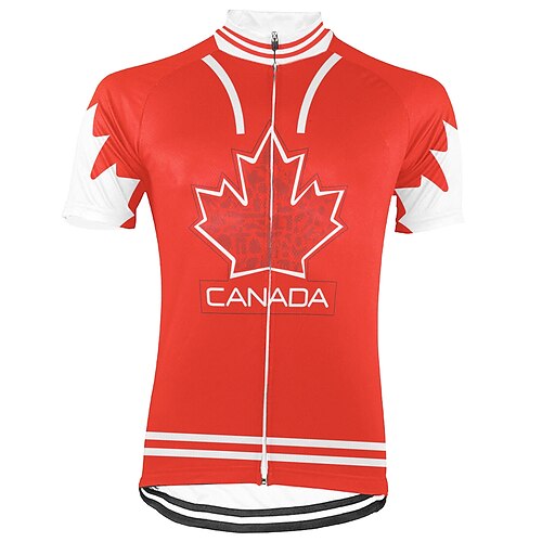 

21Grams Men's Cycling Jersey Short Sleeve Bike Top with 3 Rear Pockets Mountain Bike MTB Road Bike Cycling Breathable Quick Dry Moisture Wicking Reflective Strips Red Canada Polyester Spandex Sports