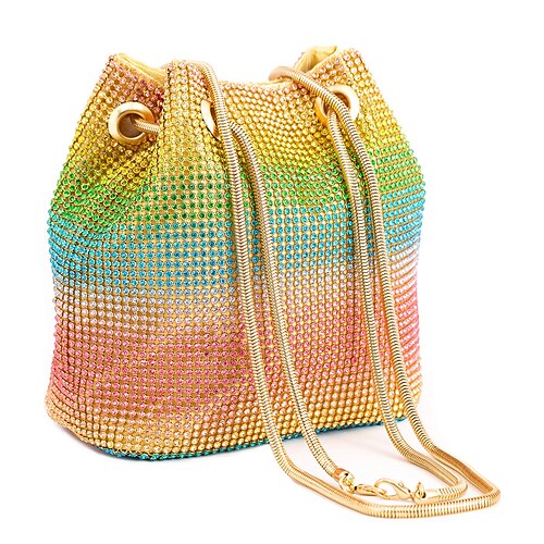 

Women's Evening Bag Alloy Crystals Chain Color Block Party Wedding Rainbow