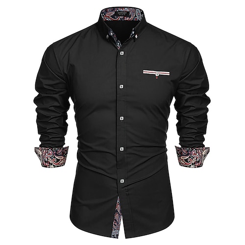 

Men's Tuxedo Shirts Prom Shirt Paisley Turndown Green Blue Brown Black Print Party Outdoor Long Sleeve Button-Down Print Clothing Apparel Fashion Breathable Comfortable / Summer / Spring / Summer