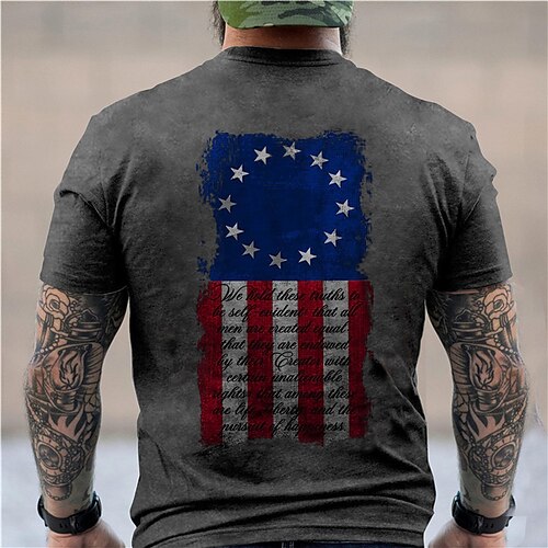 

Men's Unisex T shirt 3D Print Graphic Prints National Flag Crew Neck Street Daily Print Short Sleeve Tops Casual Designer Big and Tall Sports Black Army Green Dark Gray