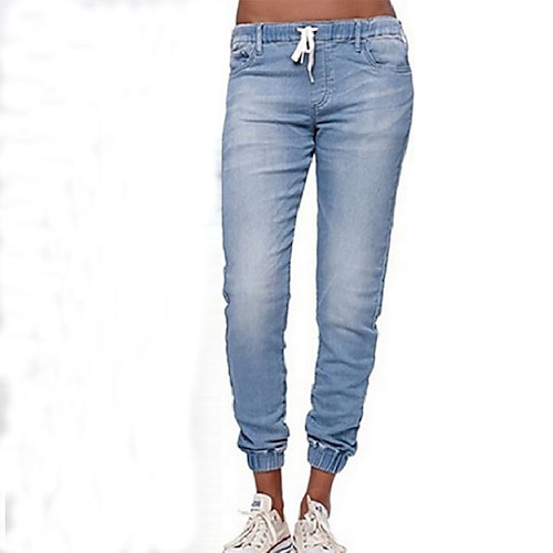 

Dame Bukser Jeans Denimstof Mørkeblå Lyseblå Sort Medium Talje Basale Bukser Daglig Arbejde Mikroelastisk Fuld længde Udendørs Helfarve S M L XL XXL