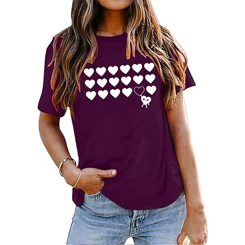 

Women's T shirt Basic Print Simple Basic Round Neck T-shirt Sleeve Stard Summer pea green White Black Blue Dark Red