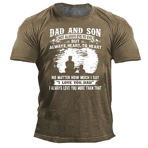 

Men's Unisex T shirt Tee 3D Print Cartoon Graphic Prints Letter Crew Neck Street Daily Print Short Sleeve Tops Casual Designer Big and Tall Papa T Shirts Black Army Green Dark Gray