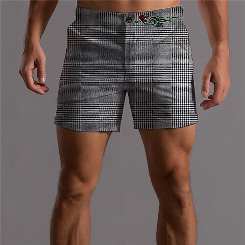 

Men's Fashion Designer Shorts Chino Shorts 3D Print Pocket Short Pants Business Casual Micro-elastic Plaid Lattice Comfort Soft Mid Waist Dark Gray M L XL XXL 3XL