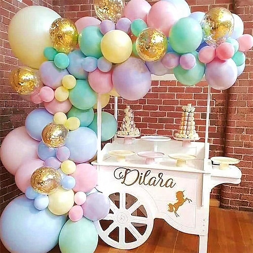 

Pastel Balloons Garland Arch Kit 5 12 18 inch Macaron Color Pastel Party Balloons Set and Gold Confetti Balloons for Wedding Birthday Baby Shower Party Mother's Day Decorations