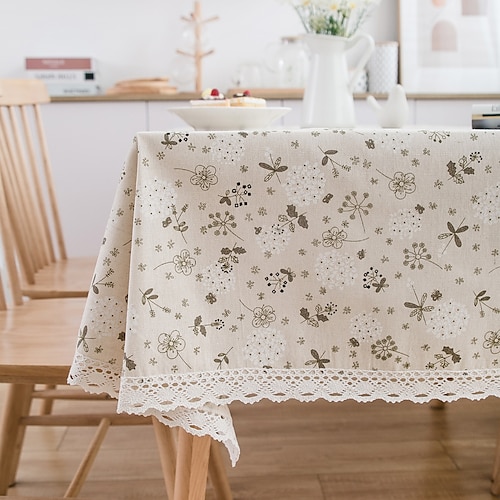 

Farmhouse Style Pastoral Tablecloth Cotton Linen Fabric Table Cloth,Washable Table Cover Dust-Proof Wrinkle Resistant for Restaurant, Picnic, Indoor and Outdoor Dining