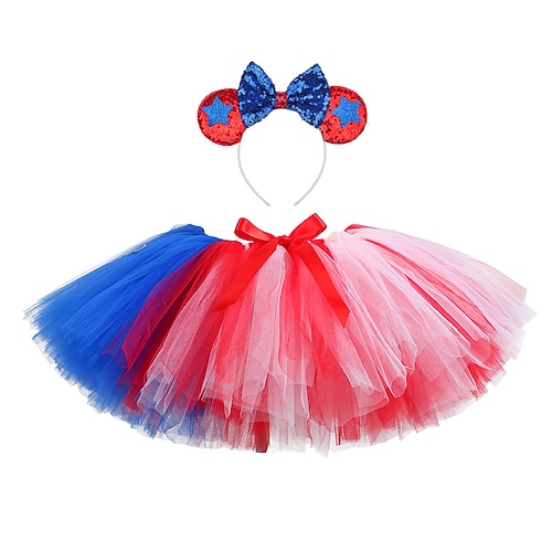 

American Flag Dog Bandana Bow Tie Hairpin Tutu Skirt - Dog Patriotic Costume Supplies for Small Medium Dogs Cats Puppy
