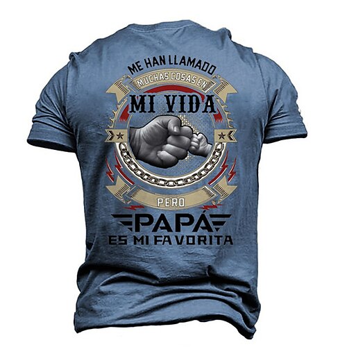 

Men's Unisex T shirt 3D Print Graphic Prints Letter Crew Neck Family Street Daily Print Short Sleeve Tops Casual Designer Big and Tall Papa T Shirts Blue
