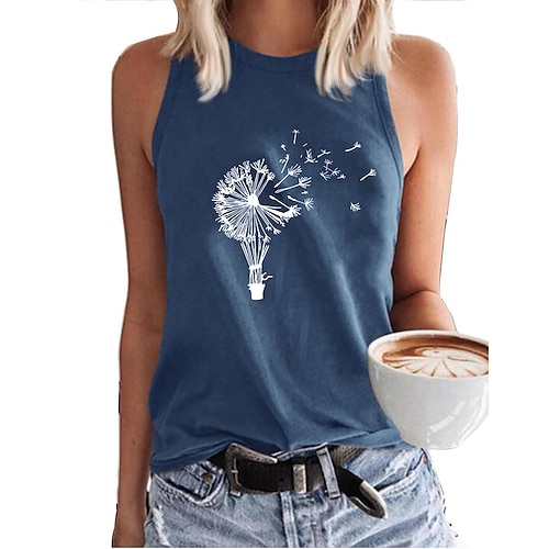 

european and american cross-border women's vest ebay amazon wish hot selling printed round neck open back sleeveless t-shirt vest