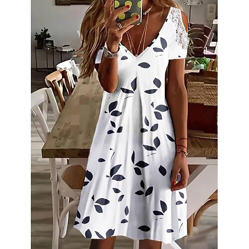 

Women's Casual Dress Midi Dress White Short Sleeve Ruched Spring Summer V Neck 2022 S M L XL XXL 3XL