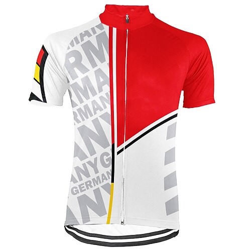 

21Grams Men's Cycling Jersey Short Sleeve Bike Top with 3 Rear Pockets Mountain Bike MTB Road Bike Cycling Breathable Quick Dry Moisture Wicking Reflective Strips Red Color Block Polyester Spandex