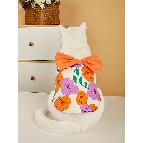 

Dog Cat Dress Flower Sweet Style Fashion Vacation Festival Dog Clothes Puppy Clothes Dog Outfits Soft Orange Costume for Girl and Boy Dog Polyster XS S M L XL