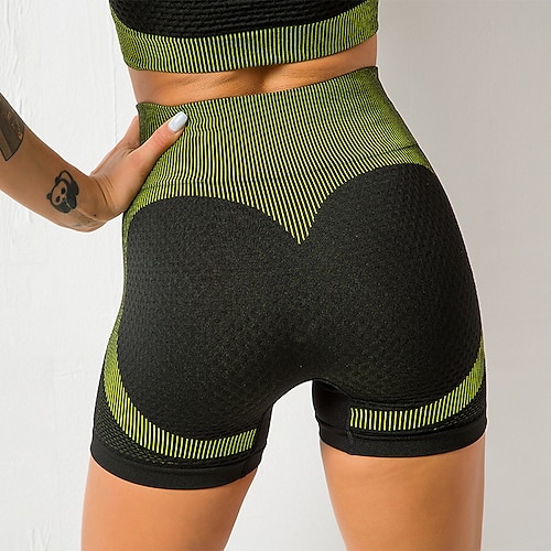 

Women's Mid Rise Yoga Shorts Workout Shorts Mesh Bottoms Tummy Control Butt Lift Quick Dry Color Block Rosy Pink Army Green Fitness Gym Workout Sports Activewear Stretchy Skinny