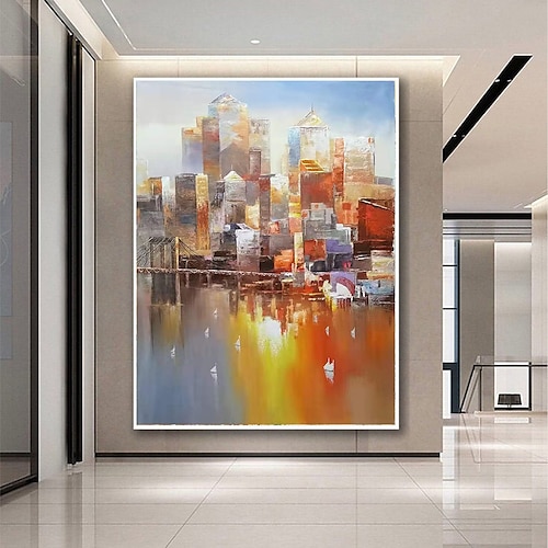 

Handmade Oil Painting CanvasWall Art Decoration Abstract Knife Painting Street Scene Landscapefor Home Decor Rolled Frameless Unstretched Painting