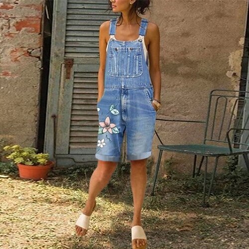 

Women's Pants Trousers Overalls Denim Dark Blue Light Blue Grey Mid Waist Basic Simple Daily Work Micro-elastic Calf-Length Outdoor Solid Color S M L XL XXL