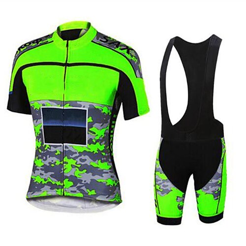 

Men's Short Sleeve Cycling Jersey with Bib Shorts Blue Bike 3D Pad Breathable Quick Dry Sports Graphic Clothing Apparel