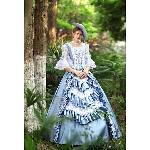 

Prinsesse Shakespeare Gotisk Victoriansk Vintage Inspireret Middelalderkostumer Kjoler Festkostume Festkjole Dame Kostume Årgang Cosplay Fest Aftenselskab Maskerade ¾ Ærme Længde Balkjole Kjole