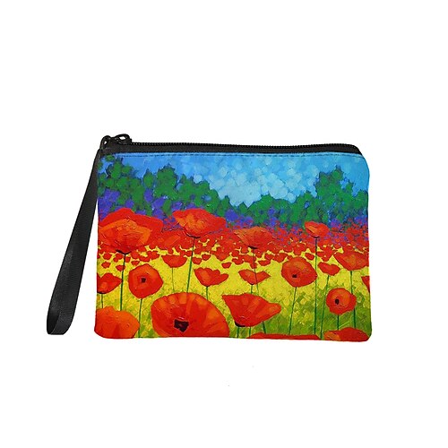 

Unisex Coin Purse Cosmetic Bag Pencil Cases Polyester Zipper Print 3D Shopping Daily Black