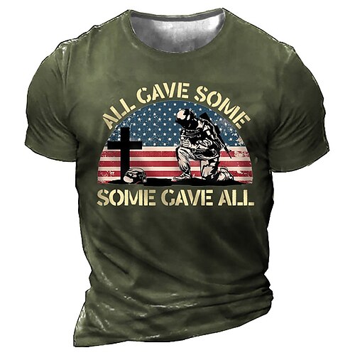 

Men's Unisex T shirt 3D Print Graphic Prints National Flag Crew Neck Street Daily Print Short Sleeve Tops Casual Designer Big and Tall Sports Black Army Green Dark Gray