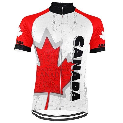 

21Grams Men's Cycling Jersey Short Sleeve Bike Top with 3 Rear Pockets Mountain Bike MTB Road Bike Cycling Breathable Quick Dry Moisture Wicking Reflective Strips Red Canada Polyester Spandex Sports