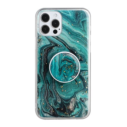 

Phone Case For Apple Back Cover iPhone 13 Pro Max 12 11 SE 2022 X XR XS Max 8 7 Bumper Frame Kickstand Shockproof Glitter Shine Marble TPU