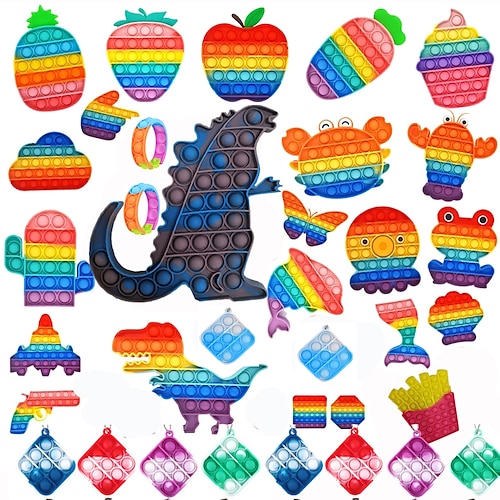 

Rainbow Finger Toy Teenager's Mental Arithmetic Adult Desktop Decompression Silicone Puzzle Kneading Music Toys Finger Toy Squeeze Toy / Sensory 10 pcs 15pcs (Random)