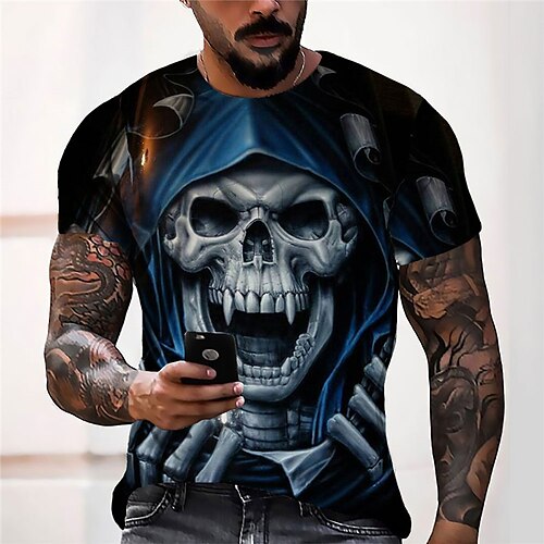 

Men's Unisex T shirt Tee 3D Print Graphic Prints Crew Neck Street Daily Print Short Sleeve Tops Casual Designer Big and Tall Sports Blue