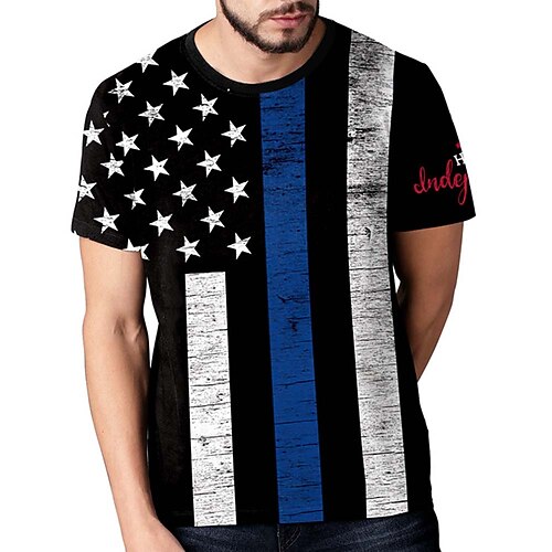 

Inspired by Independence Day July 4 USA Flag T-shirt Anime 100% Polyester Anime Harajuku Graphic Kawaii T-shirt For Men's / Women's / Couple's