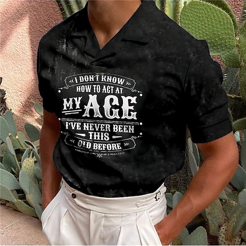 

Men's Collar Polo Shirt Golf Shirt Letter Turndown Gray 3D Print Casual Daily Short Sleeve Button-Down Print Clothing Apparel Fashion Designer Casual Breathable / Sports