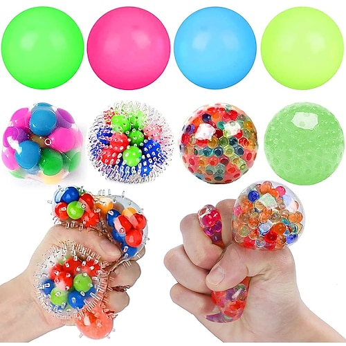 

3 pcs paillettes mousse led couleur perle raisin évent balle anti-stress soulagement du stress main fidget jouet squishy stressball pour enfant adulte