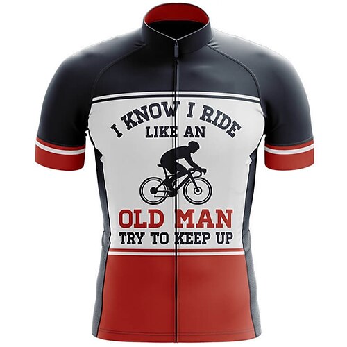 

21Grams Men's Cycling Jersey Short Sleeve Bike Top with 3 Rear Pockets Mountain Bike MTB Road Bike Cycling Breathable Quick Dry Moisture Wicking Reflective Strips Red Graphic Color Block Polyester