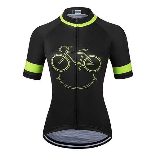 

21Grams Women's Cycling Jersey Short Sleeve Bike Top with 3 Rear Pockets Mountain Bike MTB Road Bike Cycling Breathable Quick Dry Moisture Wicking Reflective Strips Black Graphic Polyester Spandex